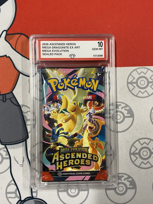 Graded 10 Ascended Hero’s Sealed Pack Mega Dragonite Ex Art Mega Evolution