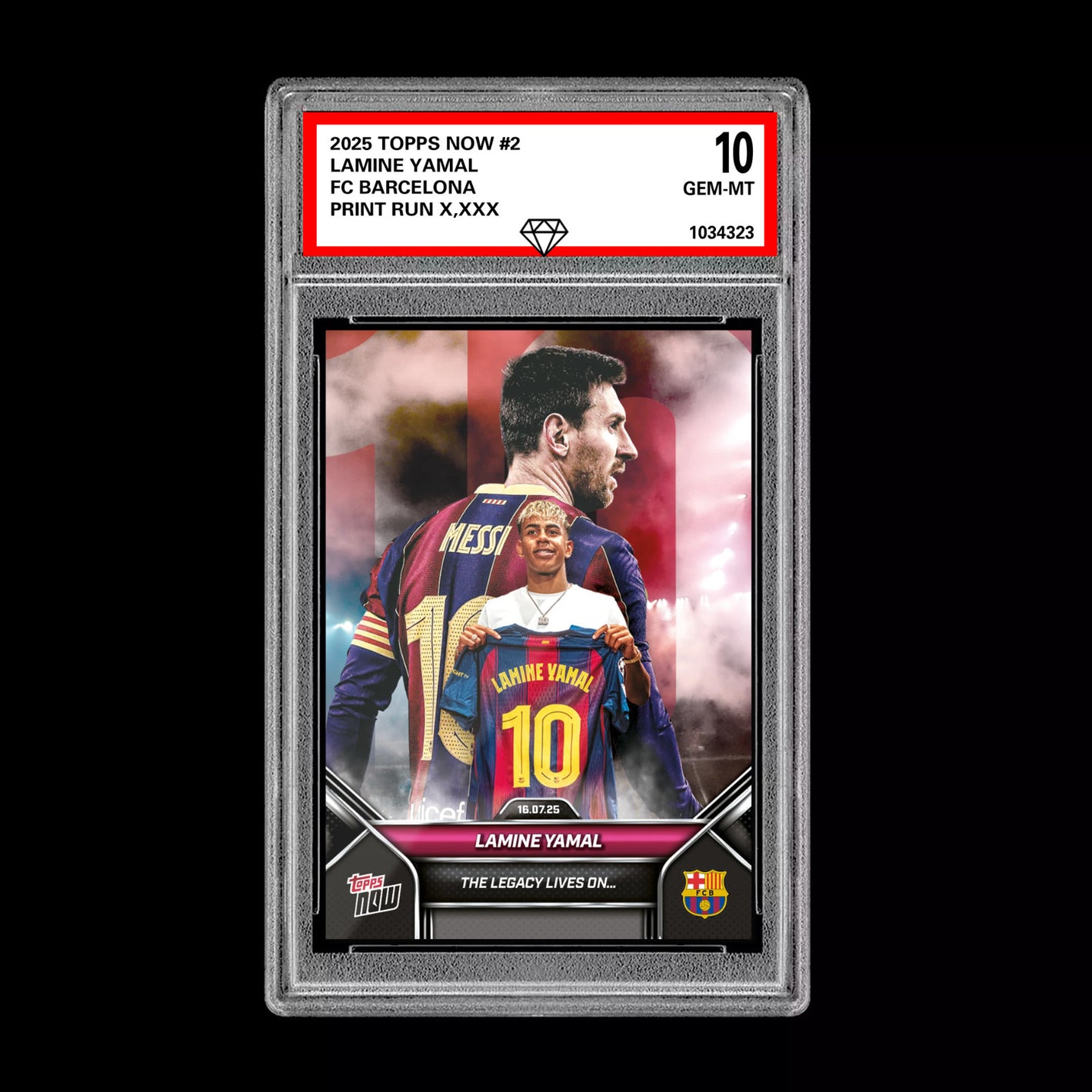 Graded 10 Lamine Yamal - 2025 TOPPS NOW #2 The Legacy Lives on Soccer RC Rookie Soccer