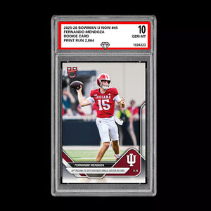 Graded 10 Fernando Mendoza RC Rookie Card 2025-26 Bowman U Topps Now #45 Presale Football