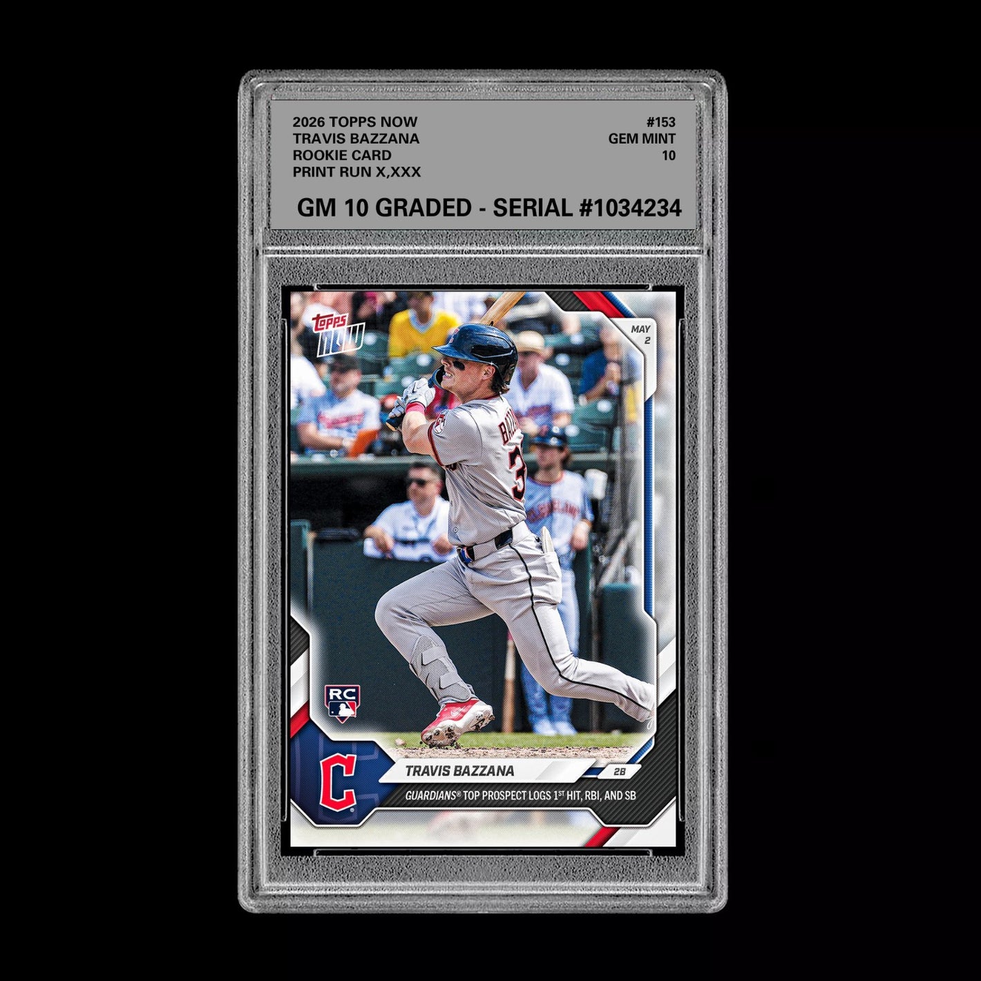 Graded 10 Travis Bazzana 2026 Topps NOW #153 Rookie Card Guardians Baseball