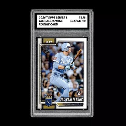 Graded 10 Jac Caglianone #138  Rookie Card RC 2026  Topps Series 1 Royals Baseball