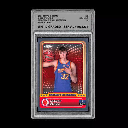Graded 10 2024 COOPER FLAGG Topps Chrome RC Rookie McDonald’s All American #78 Basketball