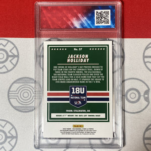 Graded 10 JACKSON HOLLIDAY 2022 Panini USA 1st Baseball Card #1 Draft Pick Baseball