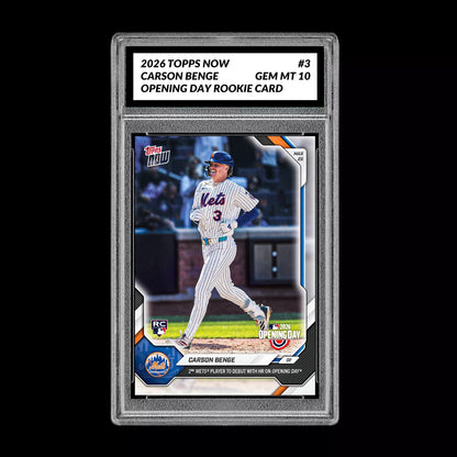 Graded 10 Carson Benge RC Rookie #3 2026 Topps Now Opening Day MLB Debut  Baseball