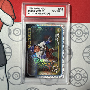 Graded 10 2024 TOPPS ALL STAR GAME FOIL STAMPED ASG CARD BOBBY WITT JR #254 Baseball