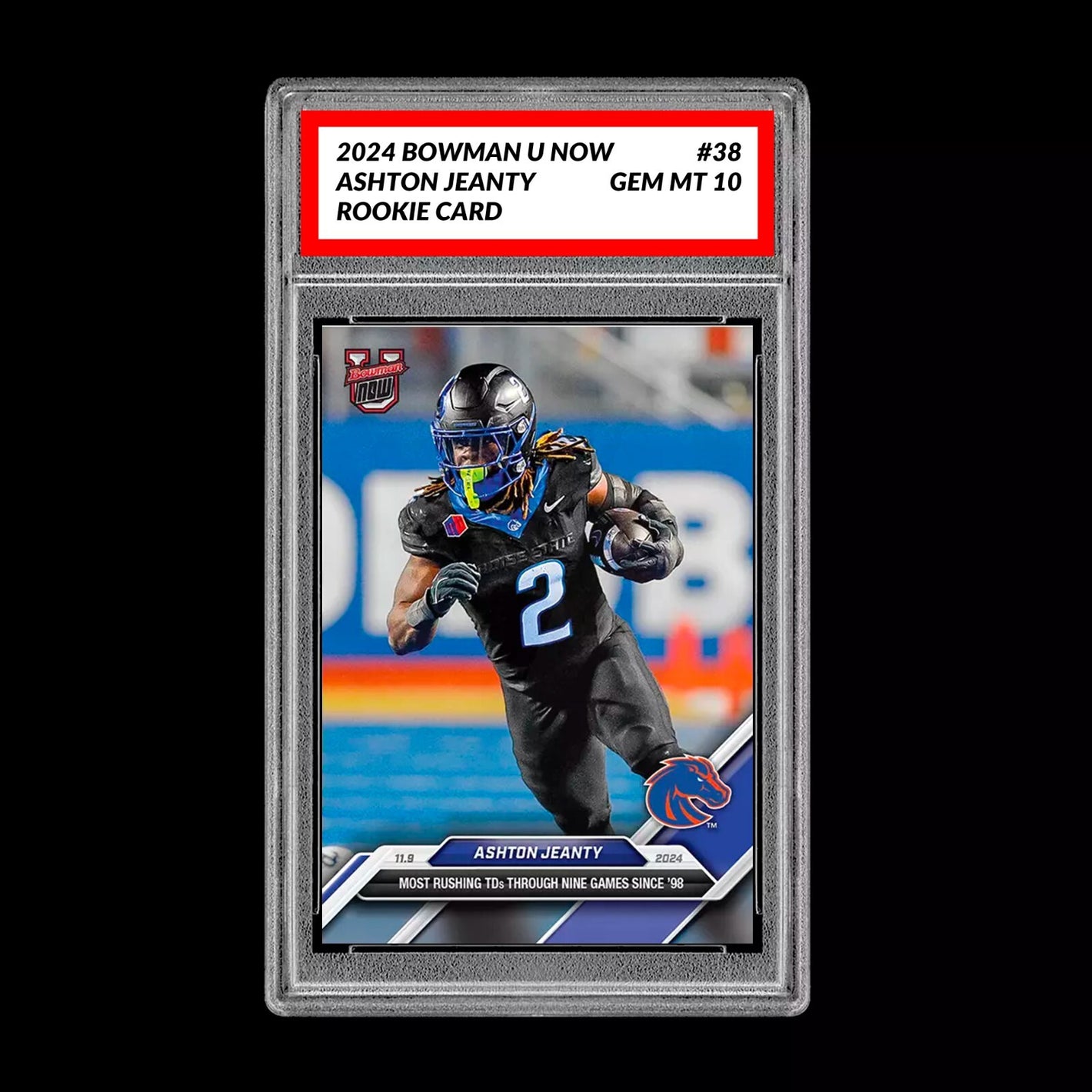 Graded 10 Ashton Jeanty Boise State 2024 Bowman U NOW Football Card 38 RC Rookie Football