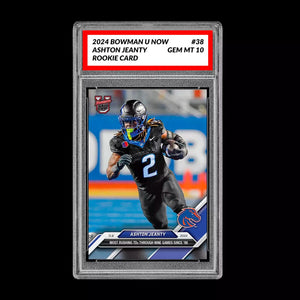 Graded 10 Ashton Jeanty Boise State 2024 Bowman U NOW Football Card 38 RC Rookie Football