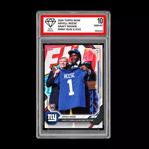 Graded 10 Arvell Reese  2025-26 TOPPS NOW RC Rookie Card Giants NFL Football Football