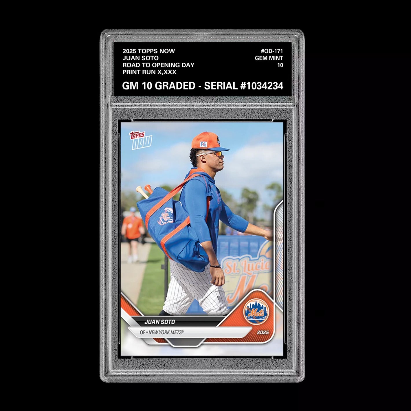 Graded 10 Juan Soto 2025 Topps Now Road to Opening Day #OD-171 NY METS  Baseball