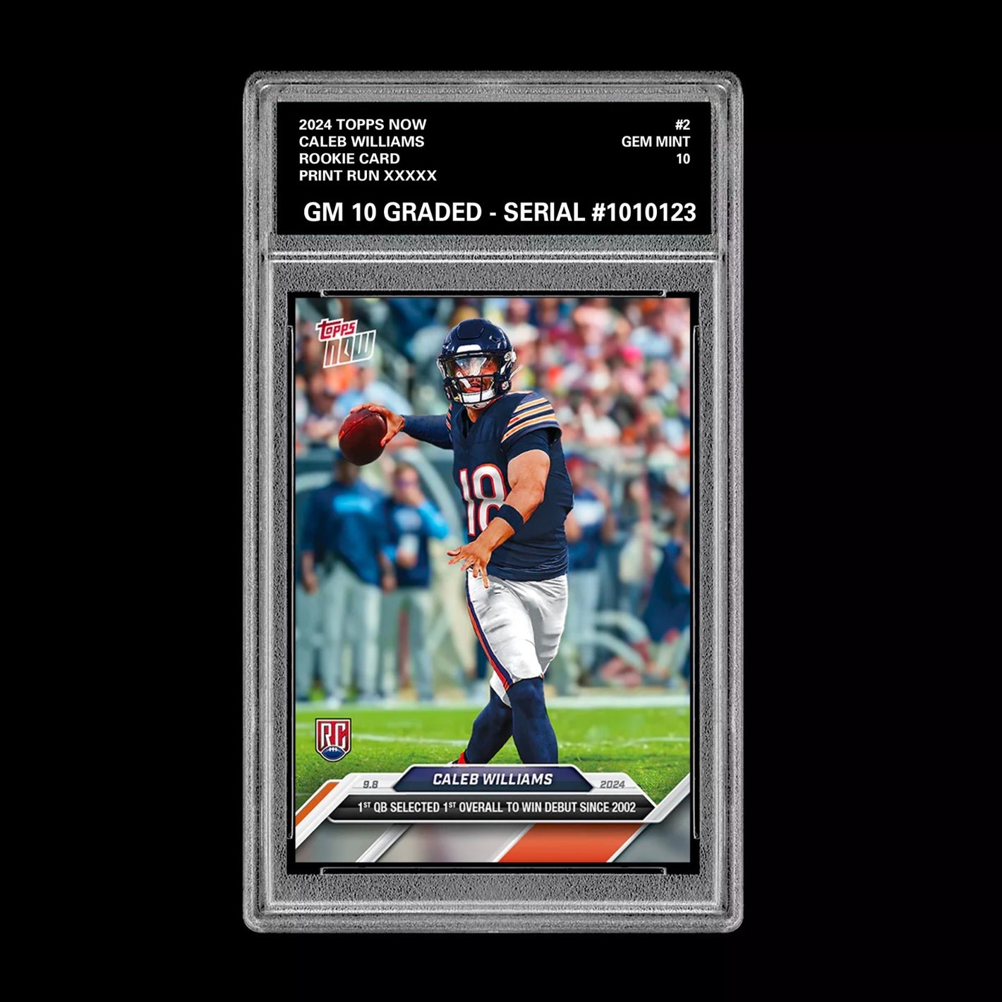 Graded 10 Caleb Williams #2 2024 Topps Now RC Rookie Card Debut Win Football