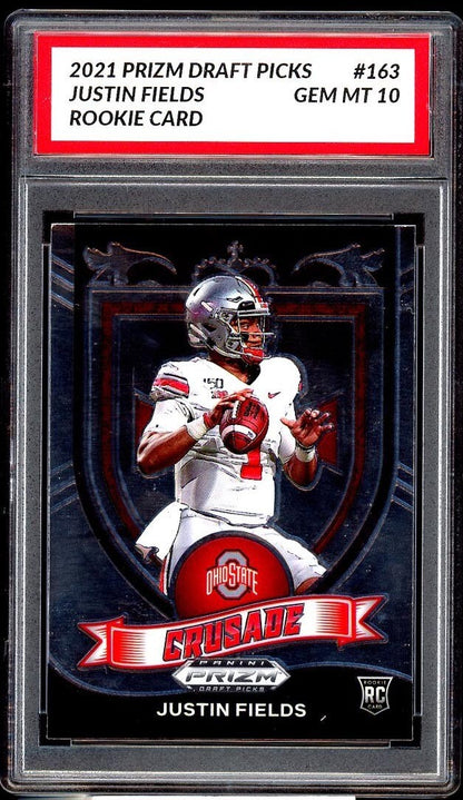 JUSTIN FIELDS 2021 PANINI SILVER PRIZM DRAFT PICKS GM10 GRADED 10 ROOKIE CARD RC Football