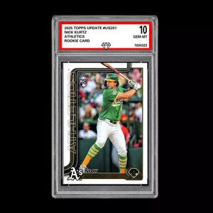 Graded 10 Nick Kurtz #US201 RC Rookie Card 2025 MLB Topps Update Athletics Baseball