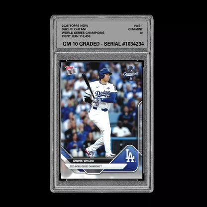 Graded 10 Shohei Ohtani #WS-1 2025 Topps Now World Series Champions Dodgers Baseball