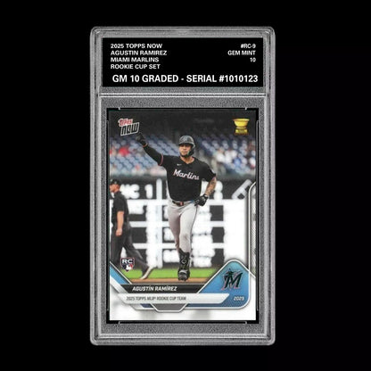Graded 10 Agustin Ramirez RC-9 2025 Topps Now Rookie Cup Miami Marlins Baseball