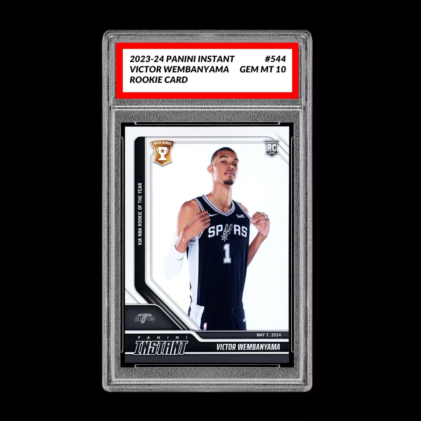 Graded 10 Victor Wembanyama RC #544 2023 Panini Instant Rookie San Antonio Spurs Basketball