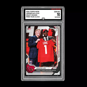Graded 10 Jeremiyah Love  2025-26 TOPPS NOW RC Rookie Card Cardinals PRESALE Football