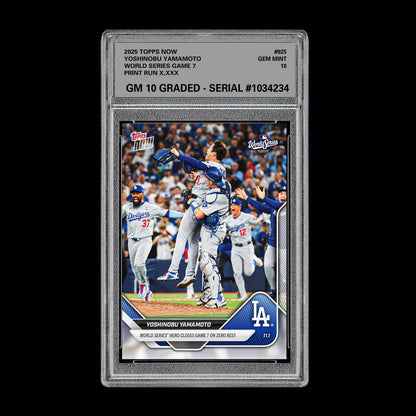 Graded 10 Yoshinobu Yamamoto  WORLD SERIES Game 7 2025 MLB Topps NOW 925 Presale Baseball