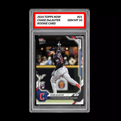 Graded 10 Chase DeLauter Rookie Card 21 2026 Topps NOW Guardians PRESALE Baseball
