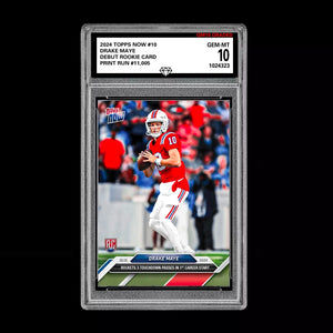 Graded 10 Drake Maye RC Rookie 2024 NFL Draft TOPPS NOW #10 Patriots 1st Start Football