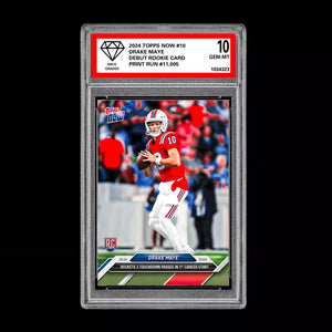 Graded 10 Drake Maye RC Rookie 2024 NFL Draft TOPPS NOW #10 Patriots 1st Start Football