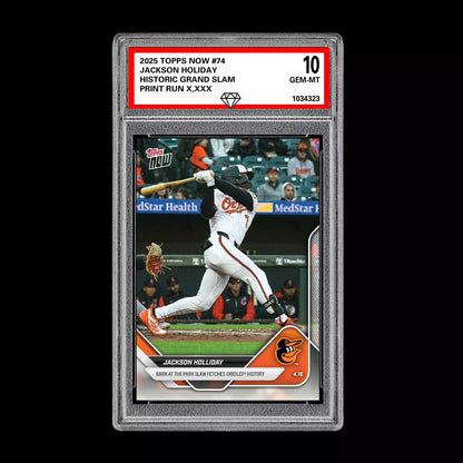 Graded 10 Jackson Holliday 2025 MLB TOPPS NOW Card # 74 Grand Slam  Baseball