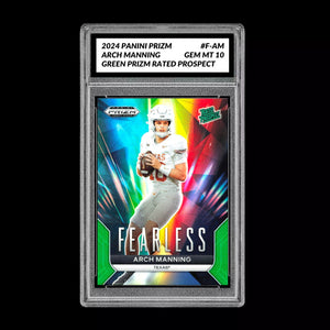 Graded 10 Arch Manning #F-AM Fearless Green 2024 Panini Prizm Draft RC Rookie Football