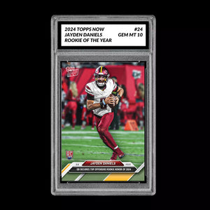 Graded 10 Jayden Daniels #24 ROOKIE OF THE YEAR 2024 Topps NOW RC Commanders Football