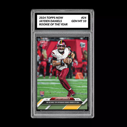 Graded 10 Jayden Daniels #24 ROOKIE OF THE YEAR 2024 Topps NOW RC Commanders Football