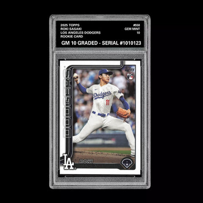Graded 10 Roki Sasaki Rookie Card #558 2025 Topps Series 2 Los Angeles Dodgers Baseball