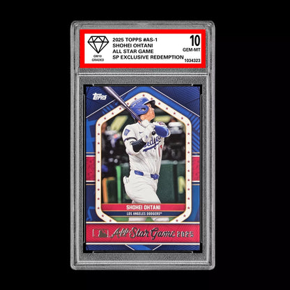 Graded 10 Shohei Ohtani 2025 Topps #AS-1 All Star Game SP Exclusive Redemption Baseball