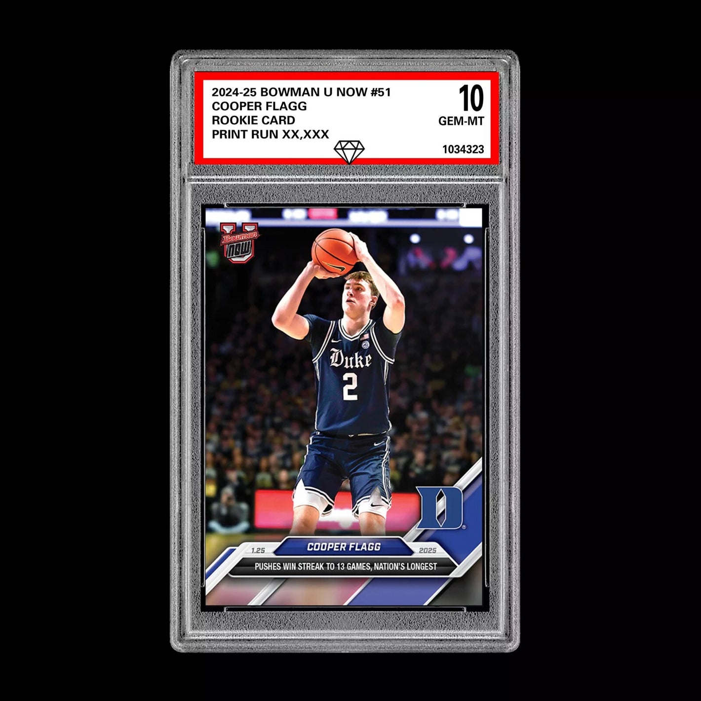 GRADED 10 Cooper Flagg 2024-25 Bowman U NOW Basketball Card 51 RC ROOKIE  Football