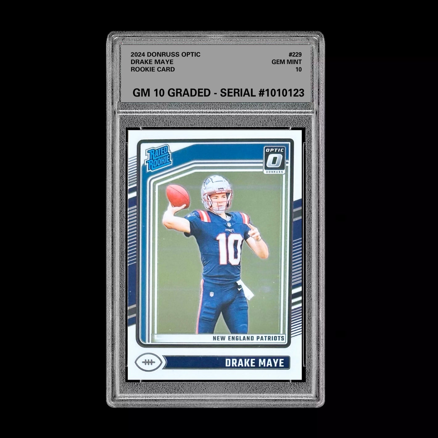Graded 10 Drake Maye Panini 2024 Donruss Optic Rated Rookie #229 (RC) GEM MT Football