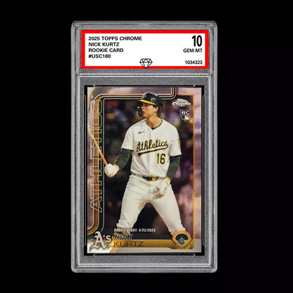 Graded 10 Nick Kurtz #USC180 RC Rookie Card 2025 MLB Topps Chrome Athletics Baseball