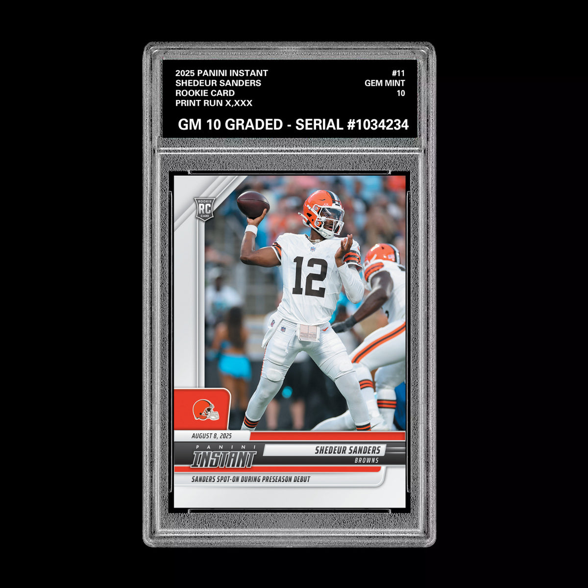 Graded 10 Shedeur Sanders - 2025 Panini Instant #11 RC Rookie Browns Football