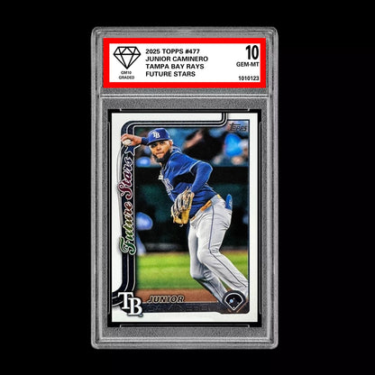 Graded 10 Junior Caminero #477 2025 Topps Future Stars Tampa Bay Rays Baseball