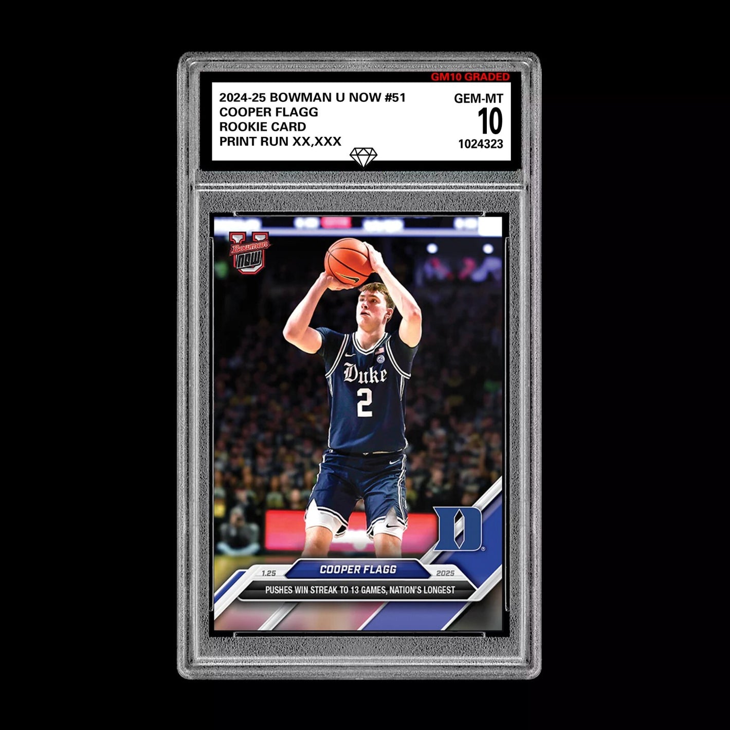 GRADED 10 Cooper Flagg 2024-25 Bowman U NOW Basketball Card 51 RC ROOKIE  Football