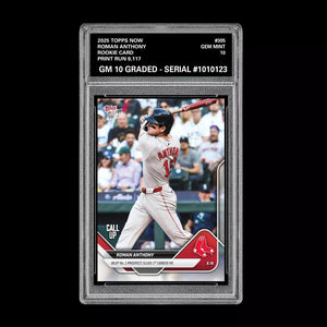 Graded 10 Roman Anthony RC Rookie 2025 Topps NOW #305 Call-Up Red Sox Baseball Baseball