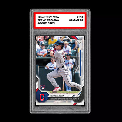 Graded 10 Travis Bazzana 2026 Topps NOW #153 Rookie Card Guardians PRESALE Baseball