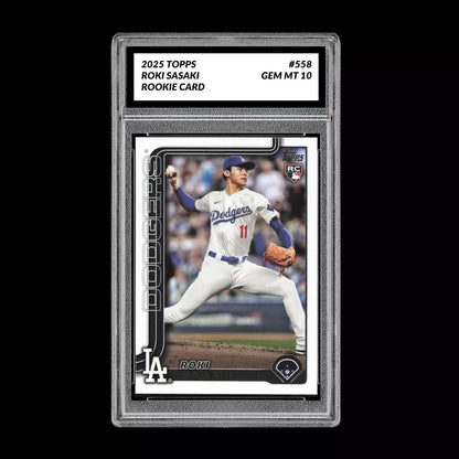 Graded 10 Roki Sasaki Rookie Card #558 2025 Topps Series 2 Los Angeles Dodgers Baseball