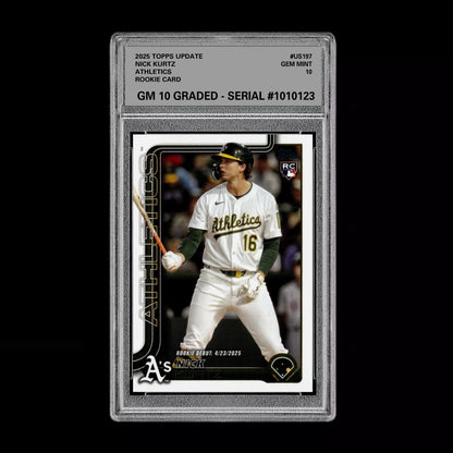 Graded 10 Nick Kurtz #US197 RC Rookie Card 2025 MLB Topps Update Athletics Baseball