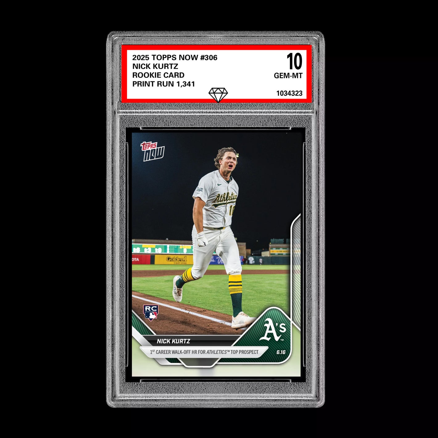 Graded 10 Nick Kurtz - 2025 TOPPS NOW #306 RC Rookie Oakland Athletics Baseball