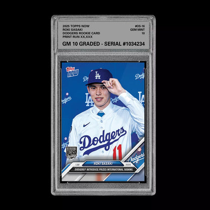 Graded 10 Roki Sasaki 2025 MLB TOPPS NOW OS-16 LA Prized Dodgers FA Baseball