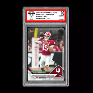 Graded 10 Fernando Mendoza RC Rookie Card 2025-26 Bowman U Topps Now #33 Football