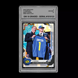 Graded 10 Ty Simpson 2026 TOPPS NOW RC Rookie Card Rams PRESALE Football