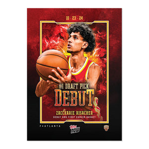 Graded 10 Zaccharie Risacher #1 Draft Pick Debut #2 Hawks 2024 Topps Now Basketball
