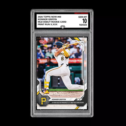 Graded 10 Konnor Griffin RC Rookie #49 2026 Topps Now MLB Debut Pirates Presale Baseball