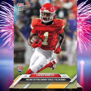 GRADED 10 Xavier Worthy RC Rookie Card 2024 TOPPS NOW Football #1 Chiefs Football