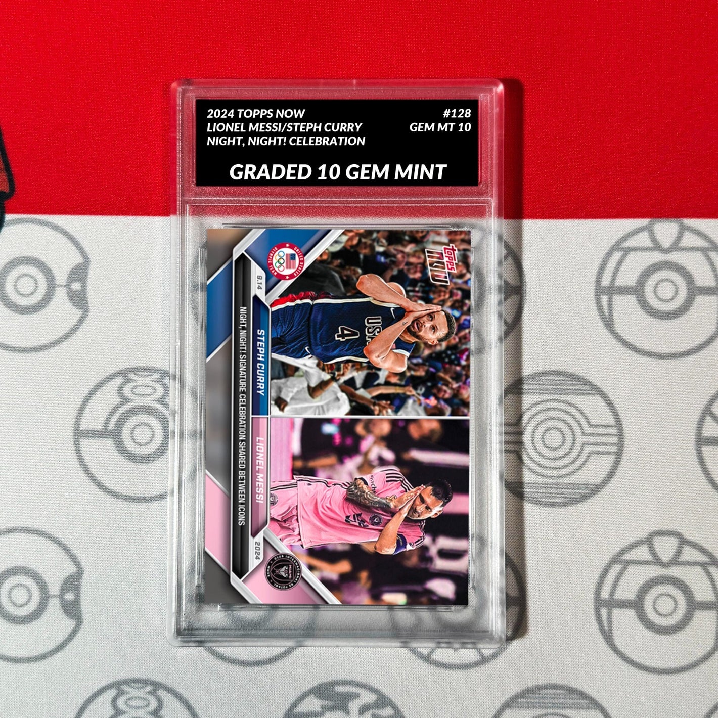 GRADED 10 Lionel Messi/Steph Curry 2024 MLS NBA TOPPS NOW Card #128 Basketball,Soccer