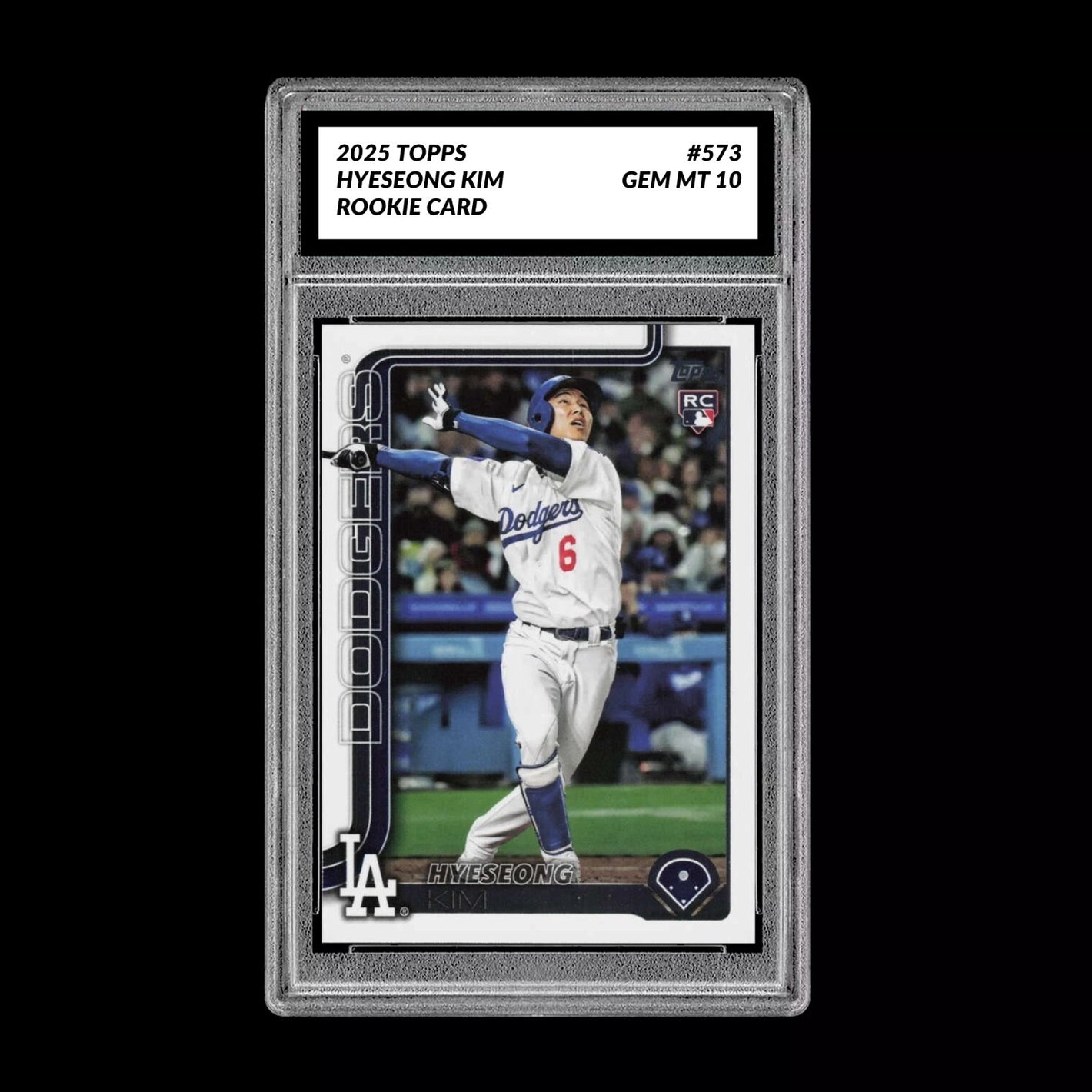 Graded 10 Hyeseong Kim Rookie Card #573 2025 Topps Series 2 Los Angeles Dodgers Baseball