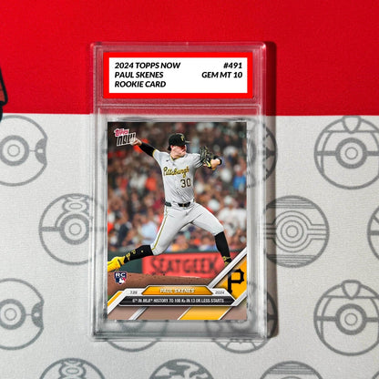 Graded 10 Paul Skenes Rookie Card #491 Pirates RC 2024 Topps NOW Baseball